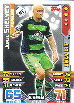 Jonjo Shelvey Swansea City 2015/16 Topps Match Attax Away Kit #436